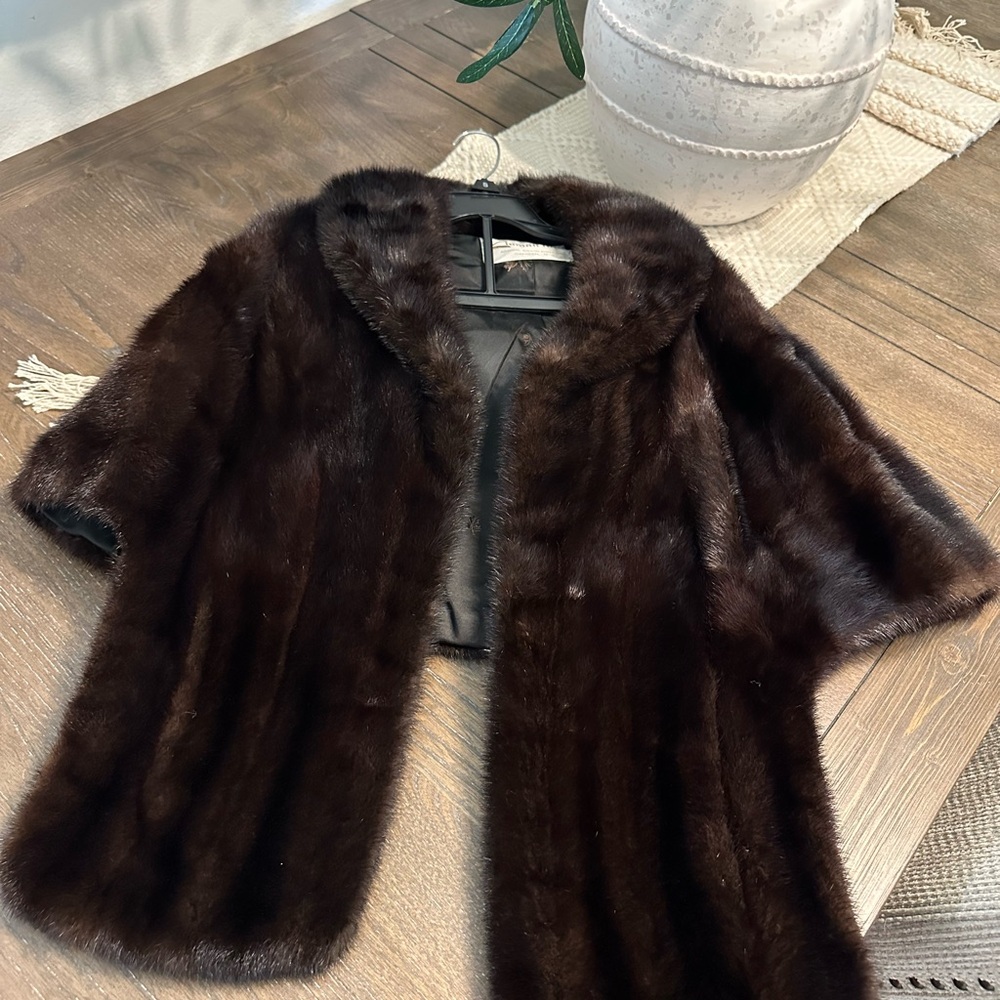 Elegant Dark Brown Fur Cape